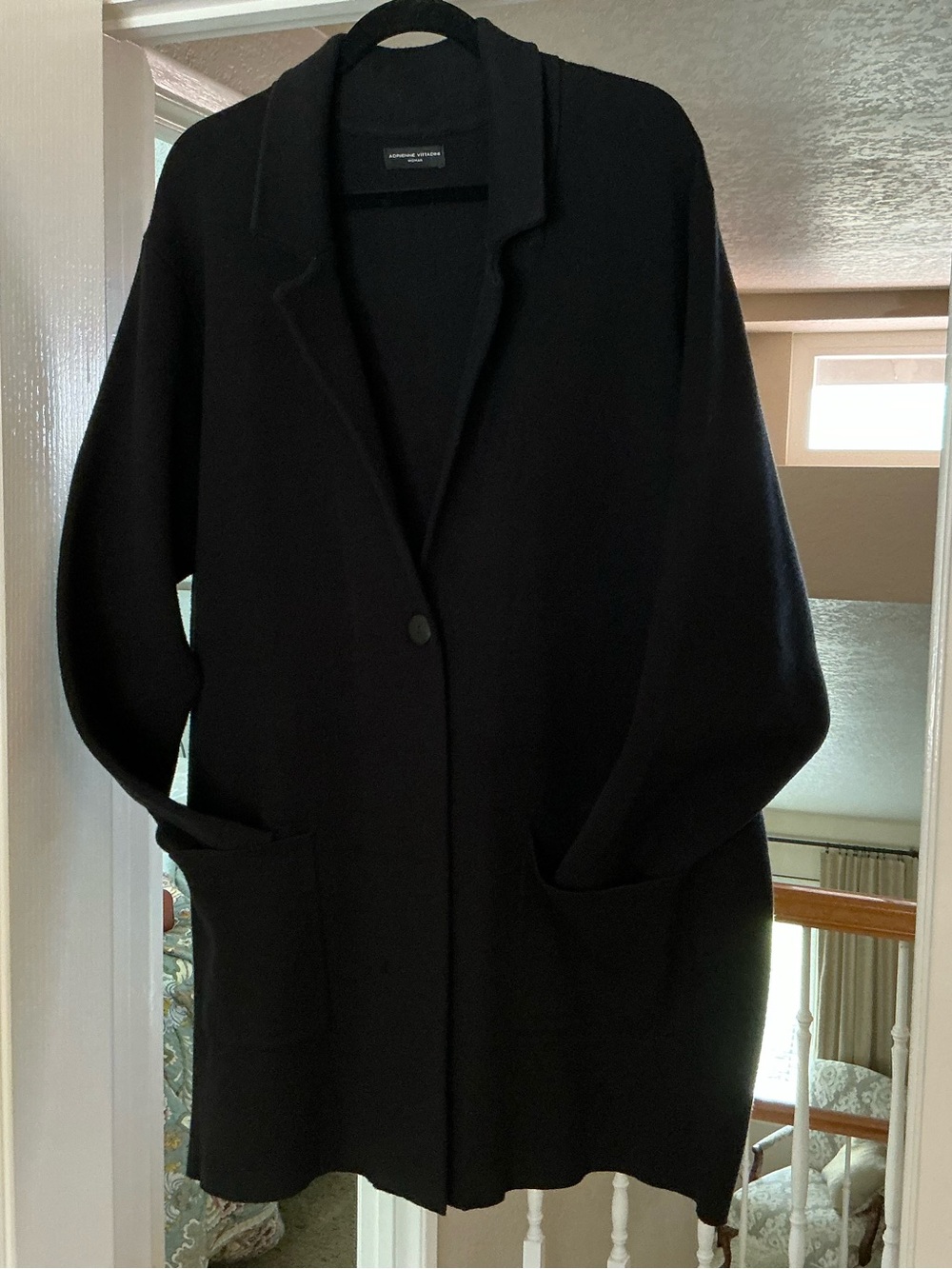 Women's Black Single-Button Sweater knit Coat Jacket